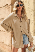 Load image into Gallery viewer, Waffle-Knit Collared Neck Dropped Shoulder Shirt