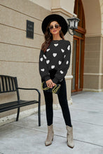 Load image into Gallery viewer, Heart Pattern Lantern Sleeve Sweater