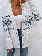 Load image into Gallery viewer, Fair Isle Snowflake Pattern Cardigan with Pockets