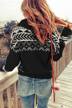 Load image into Gallery viewer, Geometric Ribbed Trim Quarter Zip Sweater