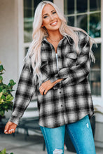 Load image into Gallery viewer, Plaid Curved Hem Button Down Shirt Jacket