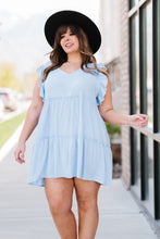 Load image into Gallery viewer, Zenana Call Me Later Full Size Tiered Mini Dress in Cream Blue