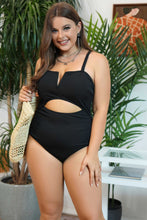 Load image into Gallery viewer, Plus Size Notched Cutout Spaghetti Strap One-Piece Swimsuit