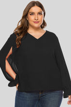 Load image into Gallery viewer, Plus Size Cutout Flounce Sleeve Blouse