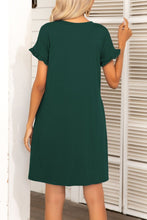 Load image into Gallery viewer, Flounce Sleeve Round Neck Dress with Pockets