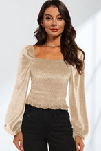 Load image into Gallery viewer, Smocked Square Neck Long Sleeve Blouse