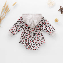 Load image into Gallery viewer, Baby Leopard Print Drawstring Hooded Bodysuit