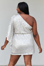 Load image into Gallery viewer, Hailey & Co Full Size Sequined One-Shoulder Bell Sleeve Dress