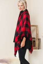 Load image into Gallery viewer, Justin Taylor Plaid Raw Hem Scarf in Black/Red