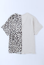Load image into Gallery viewer, Leopard Color Block V-Neck Blouse