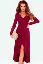 Load image into Gallery viewer, Lace High-Low V-Neck Dress