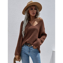 Load image into Gallery viewer, Deep V Rib-Knit Sweater