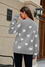 Load image into Gallery viewer, Heart Pattern Lantern Sleeve Sweater