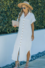 Load image into Gallery viewer, Textured Button Down Slit Shirt Dress