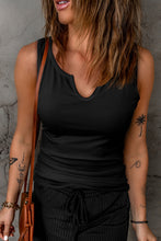 Load image into Gallery viewer, Notched Neck Ribbed Tank Top