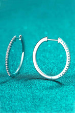 Load image into Gallery viewer, Rhodium-Plated Moissanite Hoop Earrings