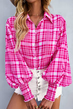 Load image into Gallery viewer, Printed Lantern Sleeve Button-Up Shirt