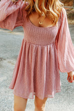 Load image into Gallery viewer, Scoop Neck Smocked Balloon Sleeve Dress