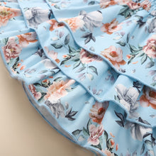 Load image into Gallery viewer, Girls Floral Smocked Flounce Sleeve Layered Dress