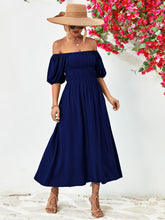 Load image into Gallery viewer, Off-Shoulder Balloon Sleeve Midi Dress