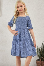Load image into Gallery viewer, Girls Printed Smocked Flounce Sleeve Dress