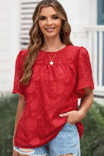 Load image into Gallery viewer, Round Neck Puff Sleeve Blouse