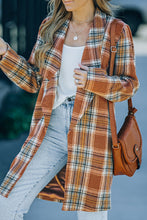 Load image into Gallery viewer, Plaid Lapel Collar Longline Blazer