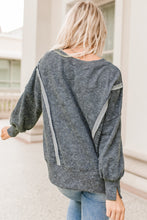 Load image into Gallery viewer, Double Take Acid Wash Round Neck Seam Detail Slit Sweatshirt