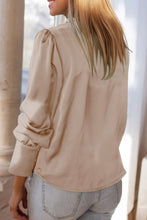 Load image into Gallery viewer, Lapel Collar Buttoned Puff Sleeve Shirt