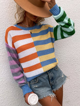 Load image into Gallery viewer, Split Stripes Rib-Knit Sweater