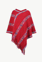 Load image into Gallery viewer, Colorful Stripe V-Neck Asymmetrical Fringe Hem Poncho