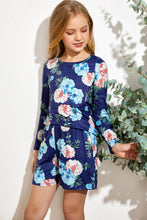 Load image into Gallery viewer, Girls Floral Long Sleeve Top and Shorts Set