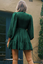 Load image into Gallery viewer, Smocked Balloon Sleeve Ruffle Hem Dress