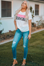 Load image into Gallery viewer, Leopard Color Block Tee Shirt