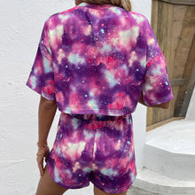 Load image into Gallery viewer, Tie Dye Round Neck Dropped Shoulder Half Sleeve Top and Shorts Set