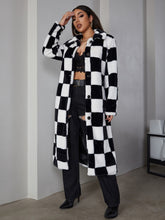 Load image into Gallery viewer, Checkered Single-Breasted Duster Teddy Coat