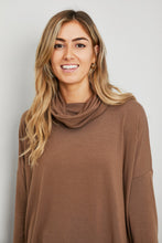 Load image into Gallery viewer, Zenana Full Size Slit High-Low Funnel Neck Top in Mocha