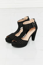 Load image into Gallery viewer, Forever Link Jive With Me Laser Cut Peep Toe T-Strap Heels