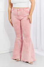 Load image into Gallery viewer, Color Theory Flip Side Fray Hem Bell Bottom Jeans in Pink