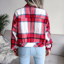 Load image into Gallery viewer, Plaid Button Cuff Long Sleeve Jacket