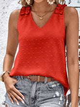 Load image into Gallery viewer, Swiss Dot Shoulder Detail V-Neck Tank