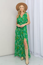 Load image into Gallery viewer, White Birch Full Size Printed Tie-Shoulder Belted Split Dress