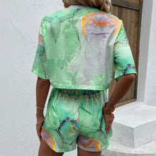 Load image into Gallery viewer, Printed Round Neck Dropped Shoulder Half Sleeve Top and Shorts Set