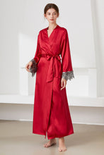 Load image into Gallery viewer, Contrast Lace Trim Belted Robe