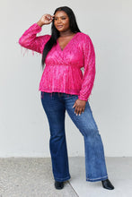 Load image into Gallery viewer, Andree by Unit Full Size Sequined Fringe Peplum Top