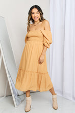 Load image into Gallery viewer, Gilli Smocked Puff Sleeve Frill Trim Midi Dress