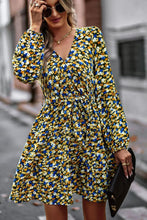 Load image into Gallery viewer, Floral Belted Puff Sleeve Mini Dress