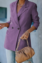 Load image into Gallery viewer, Double Take Double-Breasted Padded Shoulder Blazer with Pockets