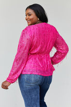 Load image into Gallery viewer, Andree by Unit Full Size Sequined Fringe Peplum Top