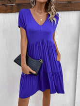 Load image into Gallery viewer, V-Neck Short Sleeve Dress with Pockets
